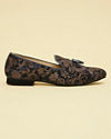 Manyavar Men Midnight Blue Foil Print Loafer Style Jutis