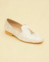 alt message - Manyavar Men Antique White Loafers with Soft Grey Floral Prints image number 3