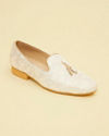 Manyavar Men Antique White Loafers with Soft Grey Floral Prints