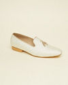 alt message - Manyavar Men Cream White Lattice Patterned Loafer Style Jutis image number 2