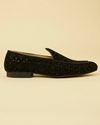 Manyavar Men Coal Black Sequinned Loafer Style Jutis