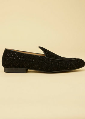 Coal Black Sequinned Loafer Style Jutis image number 3