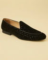 Manyavar Men Coal Black Sequinned Loafer Style Jutis