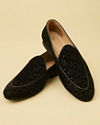 Manyavar Men Coal Black Sequinned Loafer Style Jootis