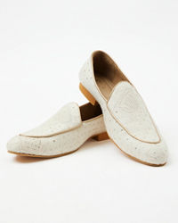 Manyavar Men Star White Sequined Loafers