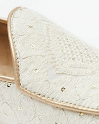 Manyavar Men Star White Sequined Loafers