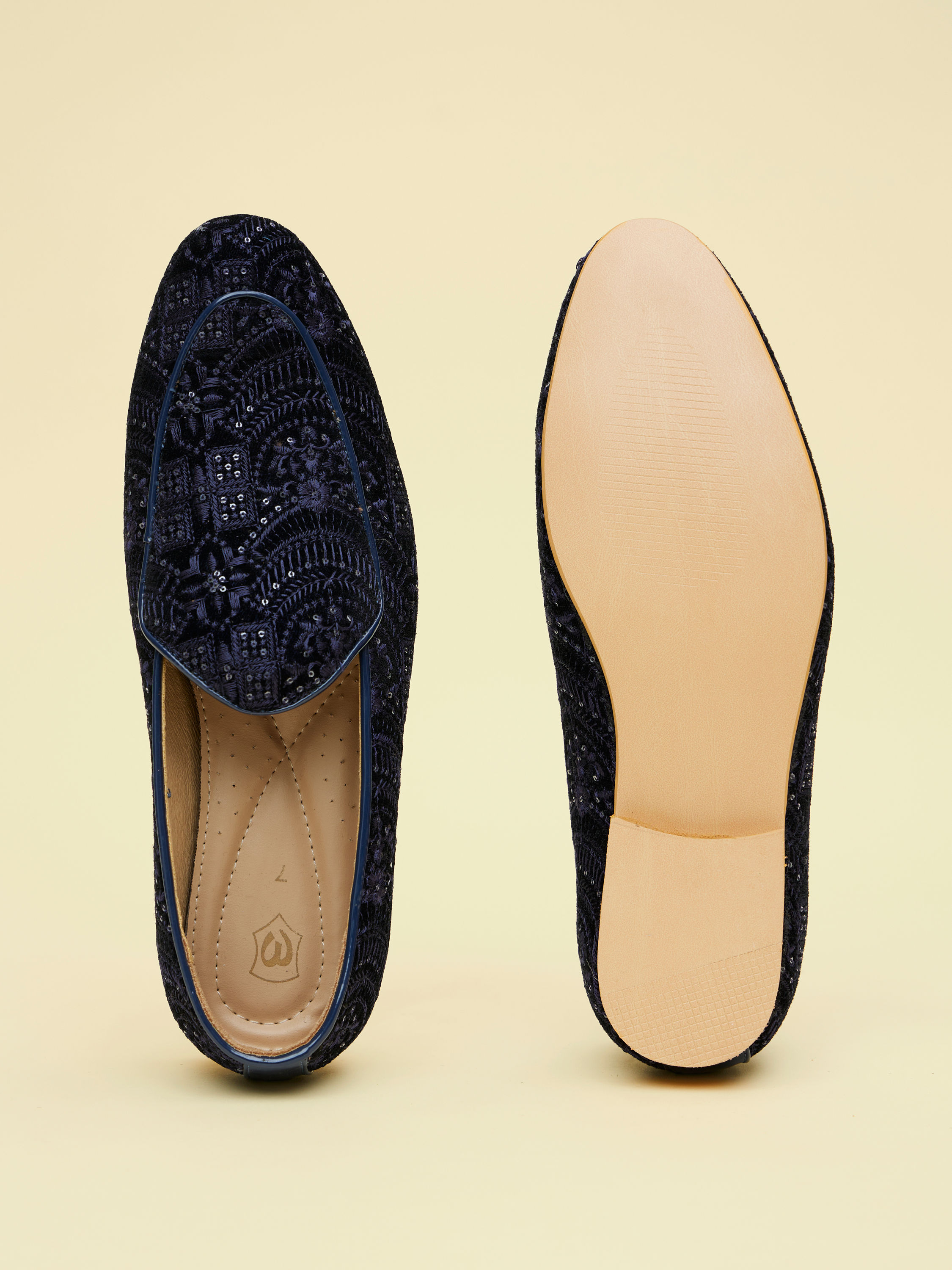Buy Sapphire Blue Sequined Embroidered Jooti Online in the 