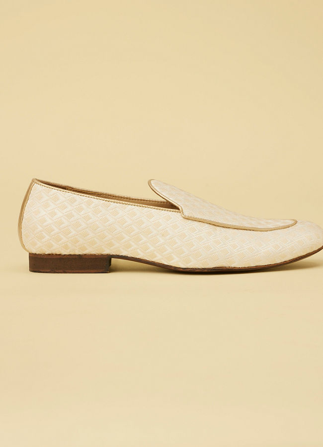 Jasmine White Diamond Patterned Loafer Style Shoes image number 3
