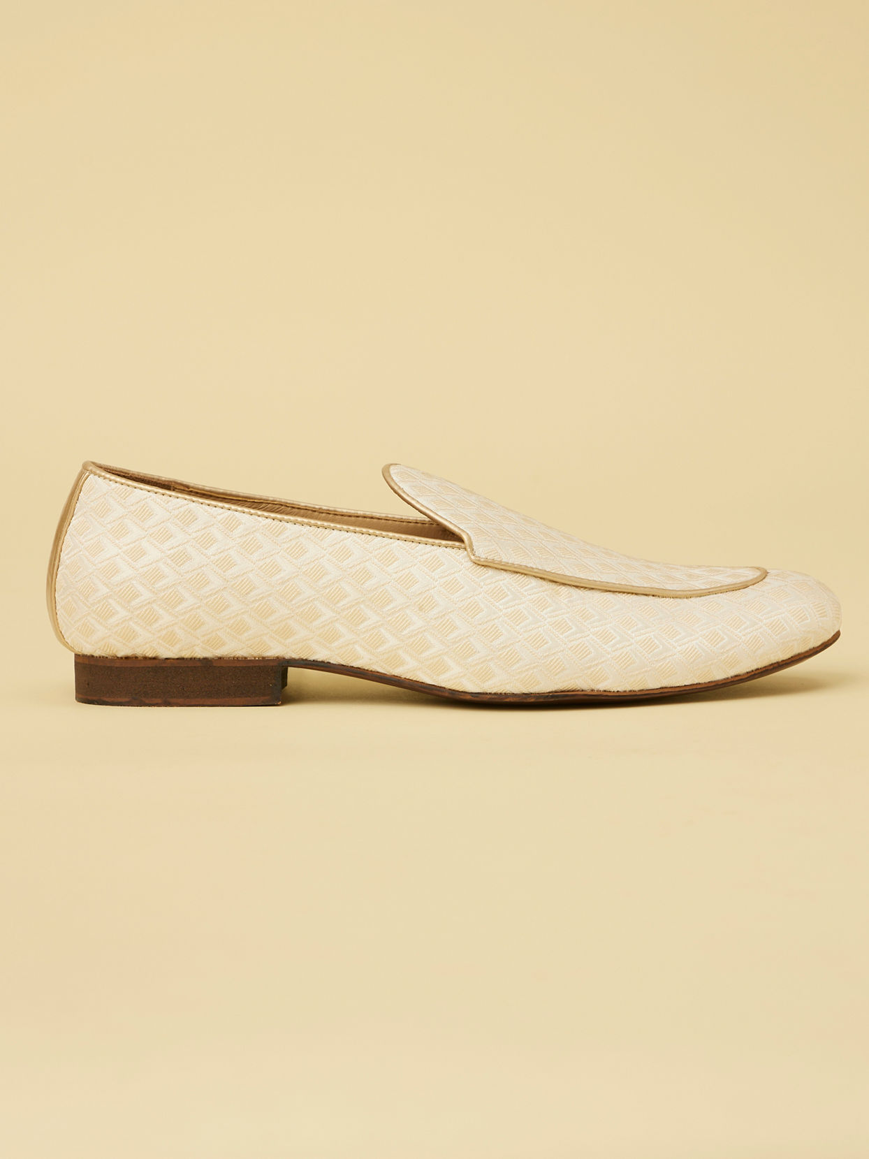 Jasmine White Diamond Patterned Loafer Style Shoes image number 3
