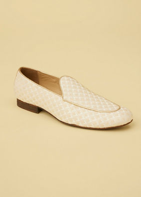 Jasmine White Diamond Patterned Loafer Style Shoes image number 2