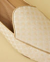 Manyavar Men Jasmine White Diamond Patterned Loafer Style Jootis