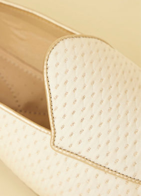 Soft Cream Self Patterned Loafers image number 1
