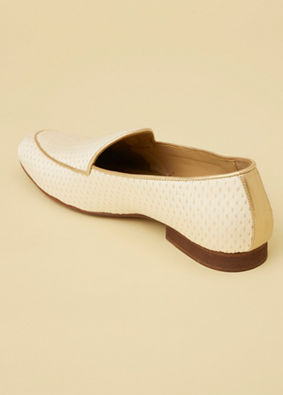 Soft Cream Self Patterned Loafers image number 5