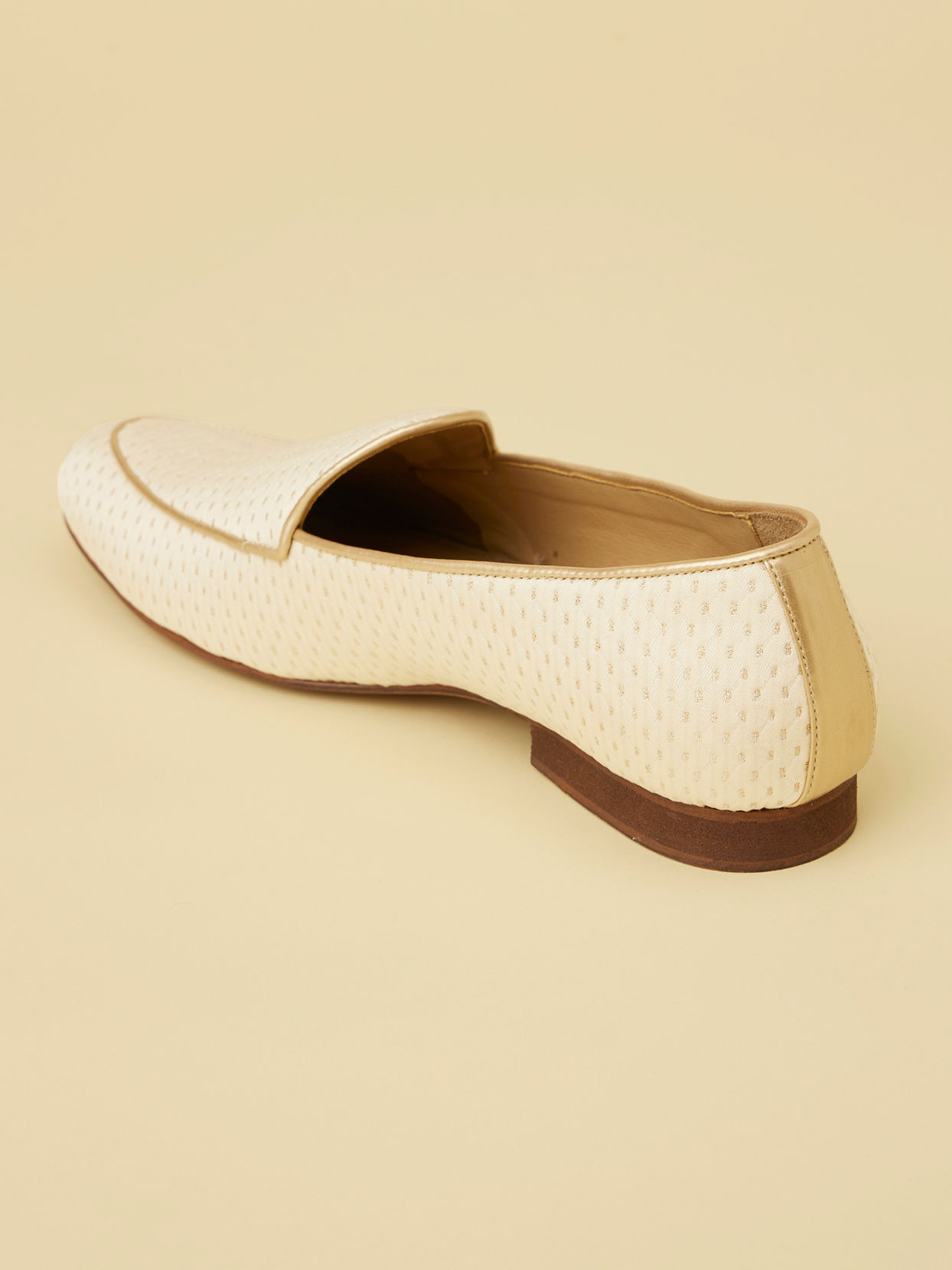 Manyavar Men Soft Cream Self Patterned Loafers