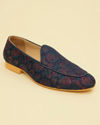 Manyavar Men Midnight Blue Floral Patterned Jutti