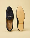 Manyavar Men Navy Blue Floral Self Patterned Loafers