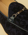 Manyavar Men Navy Blue Floral Self Patterned Jooti
