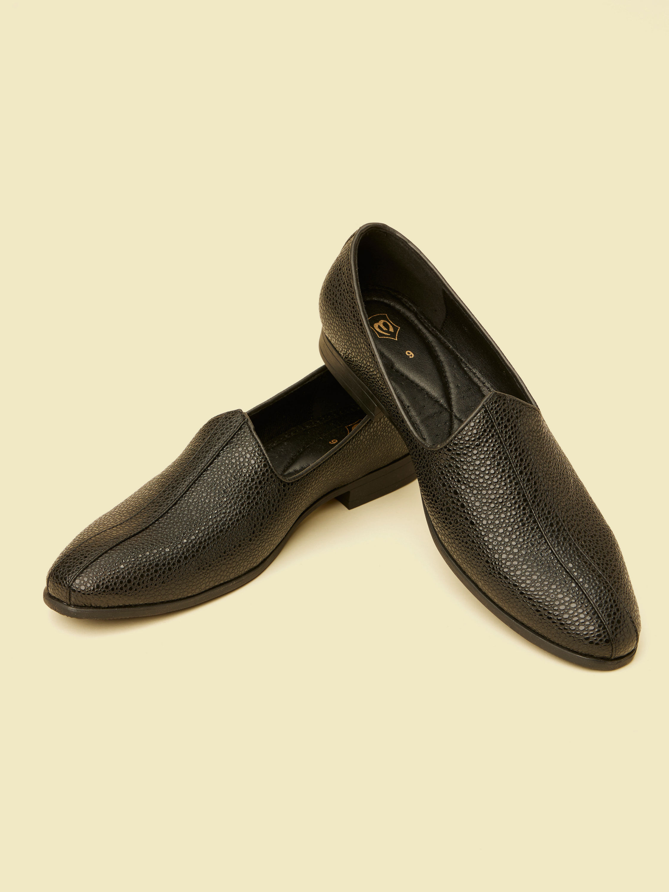 Manyavar Men Kohl Black Loafer Style Shoes