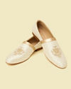Manyavar Men Cream Diamond Patterned Jooti