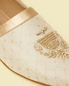 Manyavar Men Cream Diamond Patterned Jooti