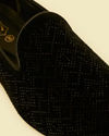 Manyavar Men Midnight Black Rhinestone Embellished Loafer Style Jooti