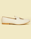 Manyavar Men Soft Cream Self Embroidered Juttis