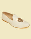 Manyavar Men Soft Cream Self Embroidered Juttis