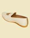 Manyavar Men Soft Cream Self Embroidered Juttis