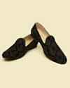 Manyavar Men Dark Blue Sequined Loafer Style Jootis