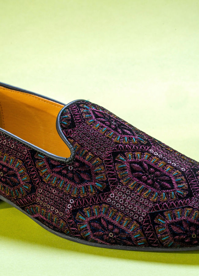 Manyavar Men Velvet Wine Indulgence Shoe