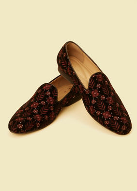 Manyavar Men Royal Blue Velvet Wine Accessories Jooti