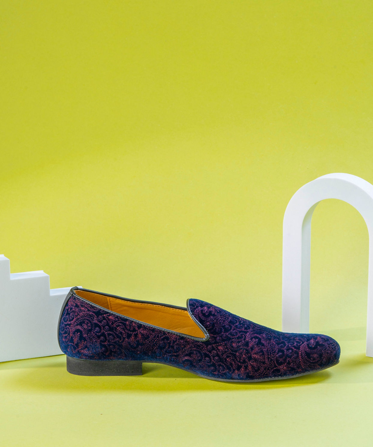 Manyavar Men Dark Blue Velvet Shoe