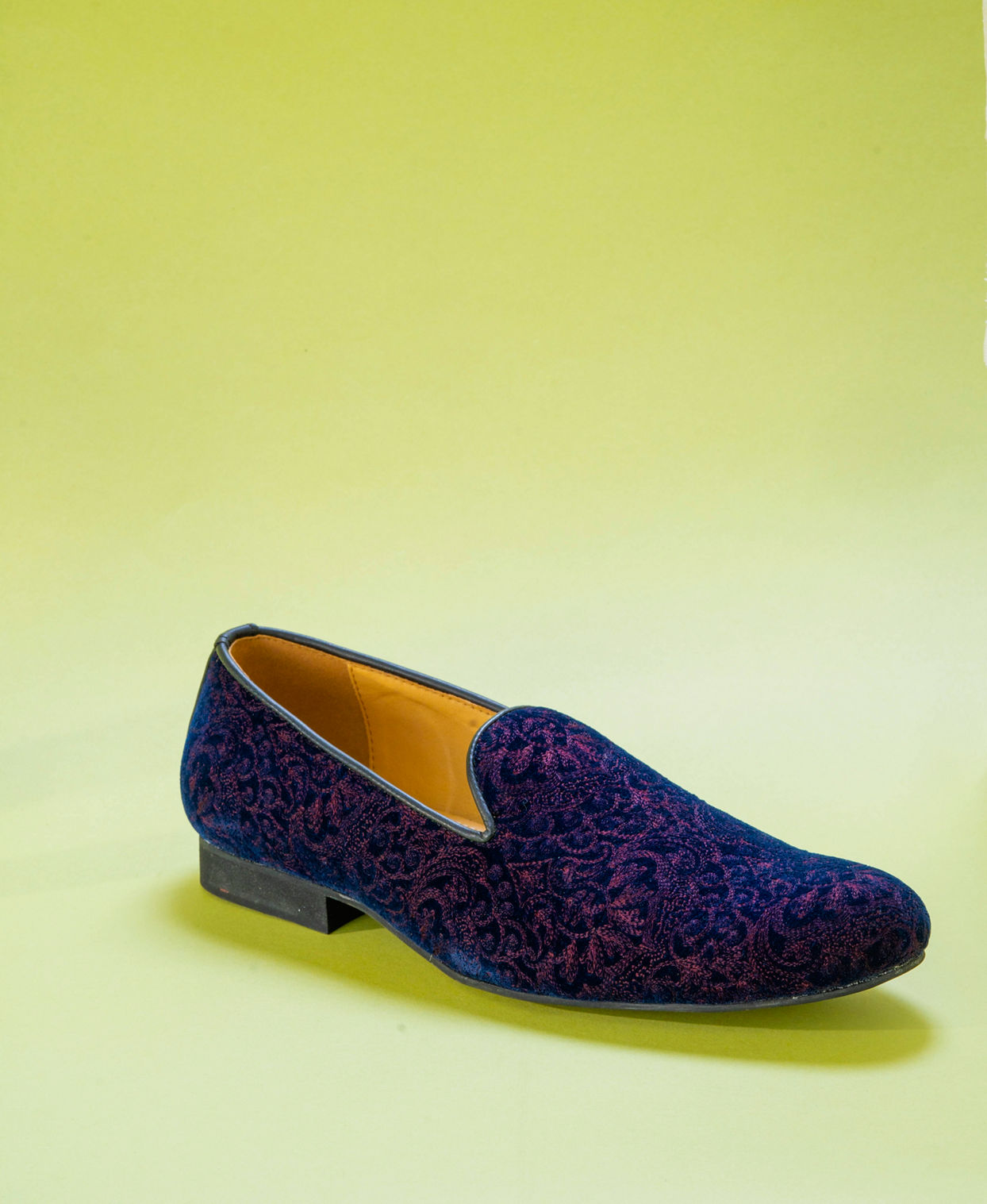 Manyavar Men Dark Blue Velvet Shoe
