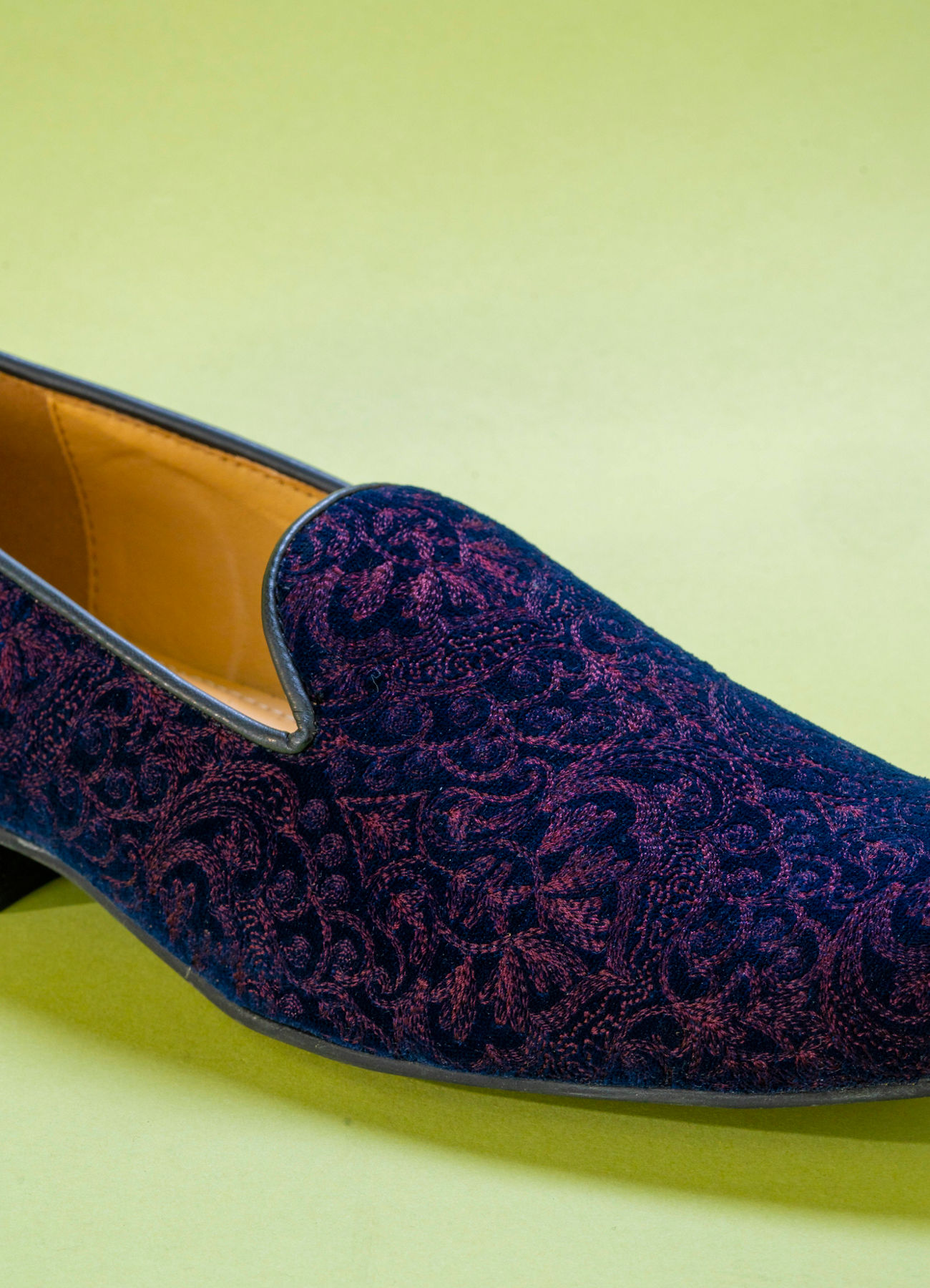 Manyavar Men Dark Blue Velvet Shoe