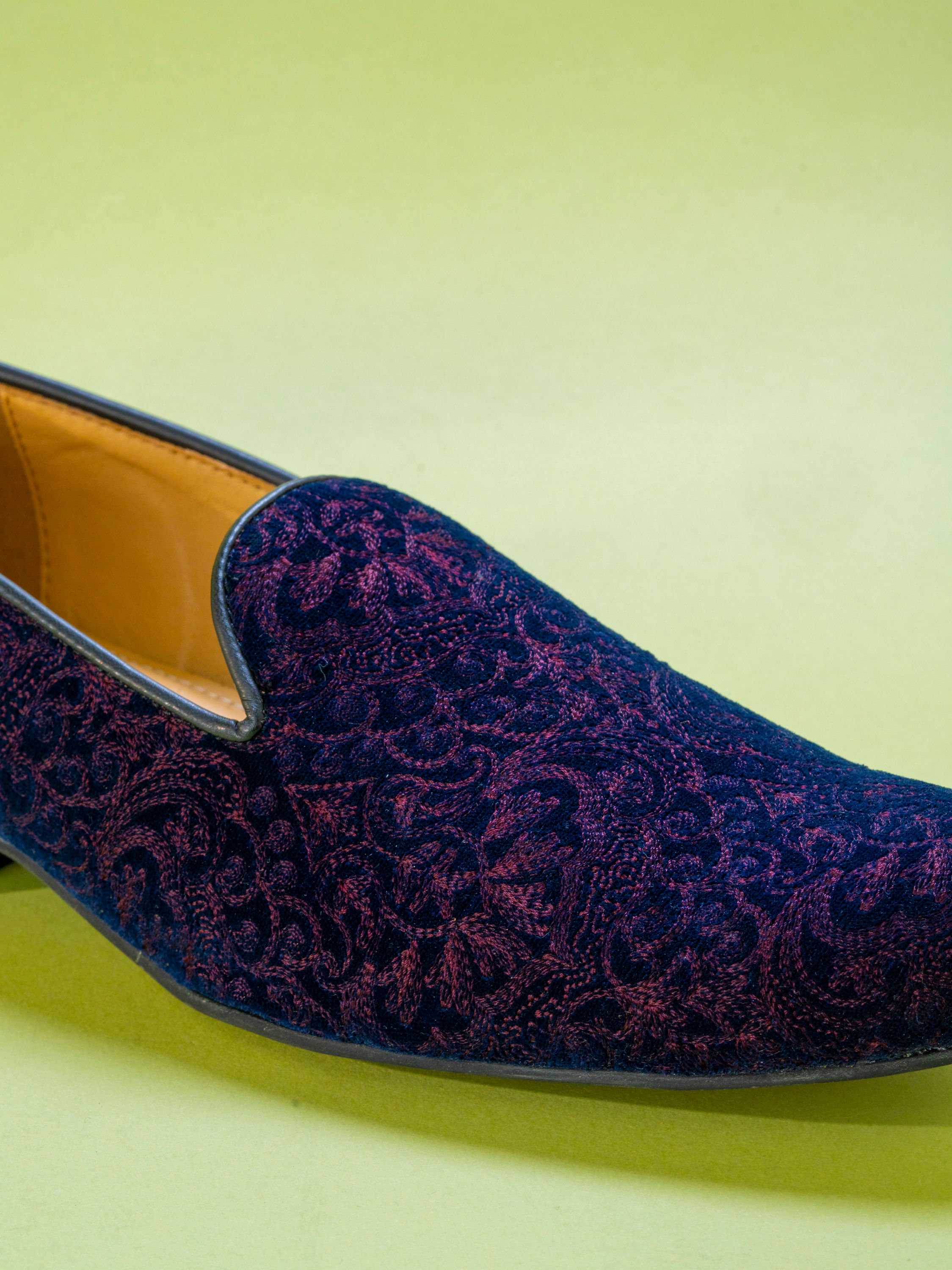 Manyavar Men Dark Blue Velvet Shoe