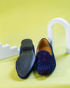 Manyavar Men Dark Blue Velvet Shoe