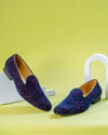 Manyavar Men Dark Blue Velvet Shoe