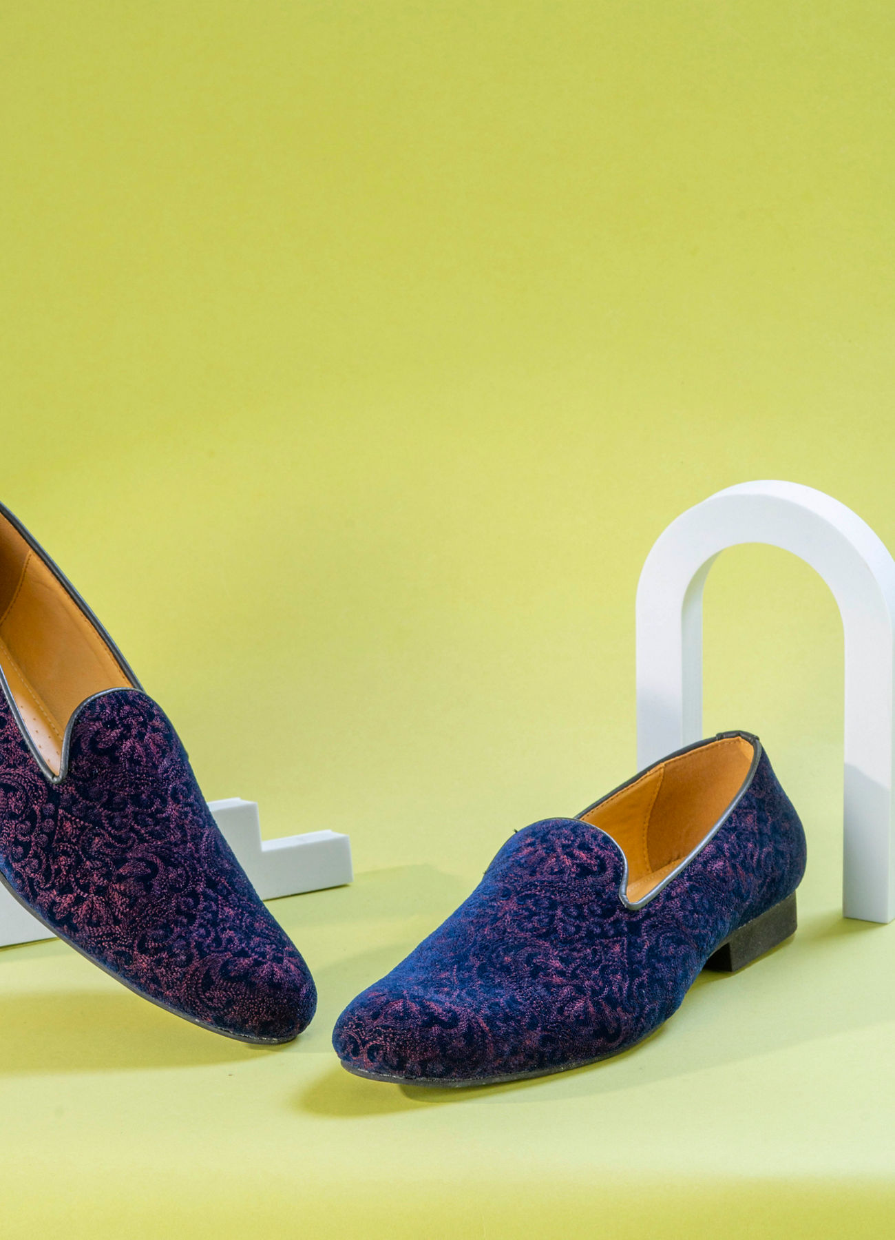 Manyavar Men Dark Blue Velvet Shoe