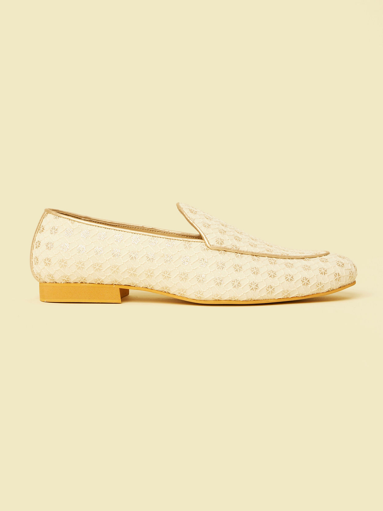 Manyavar Men Cream Georgette Festive Shoe