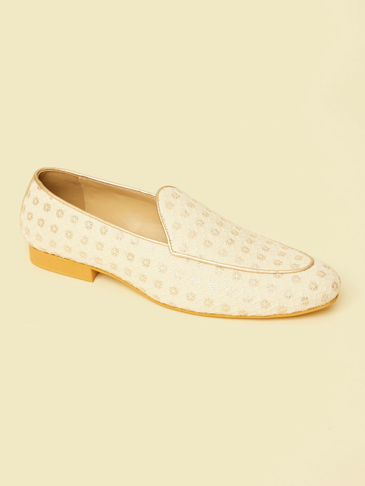 Manyavar Men Cream Georgette Festive Shoe
