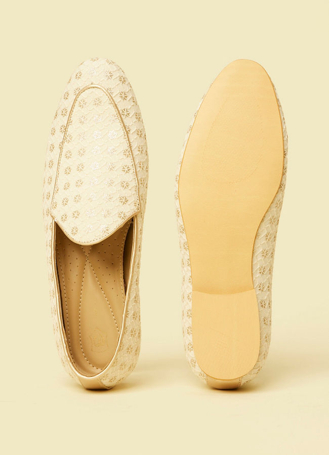 Manyavar Men Cream Georgette Festive Shoe