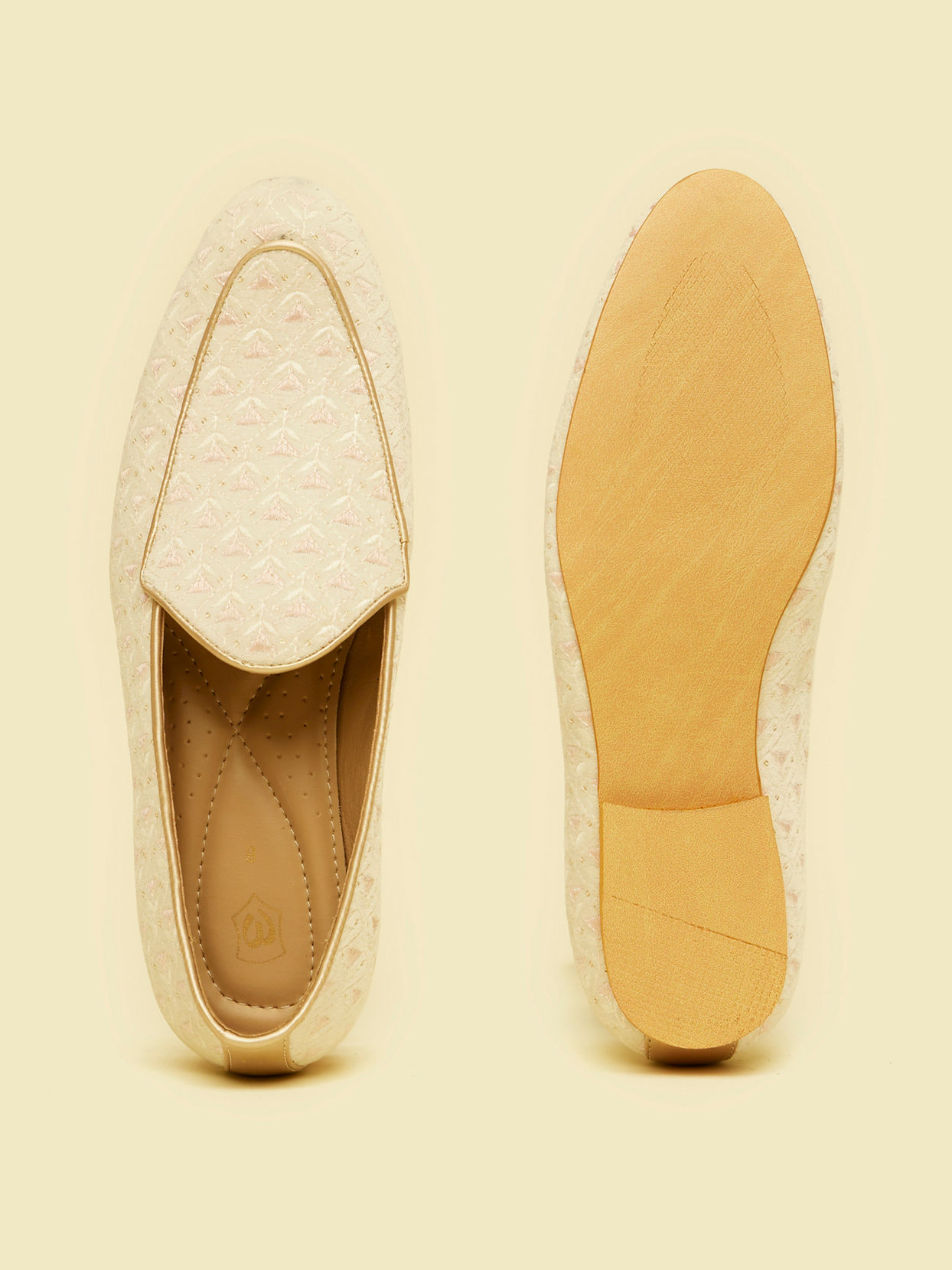 Manyavar Men Velvety Elegance Cream Shoe