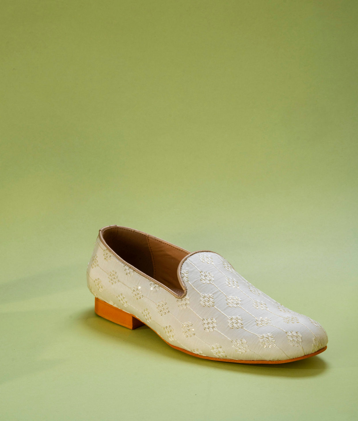 Manyavar Men Cream Art Silk Shoes