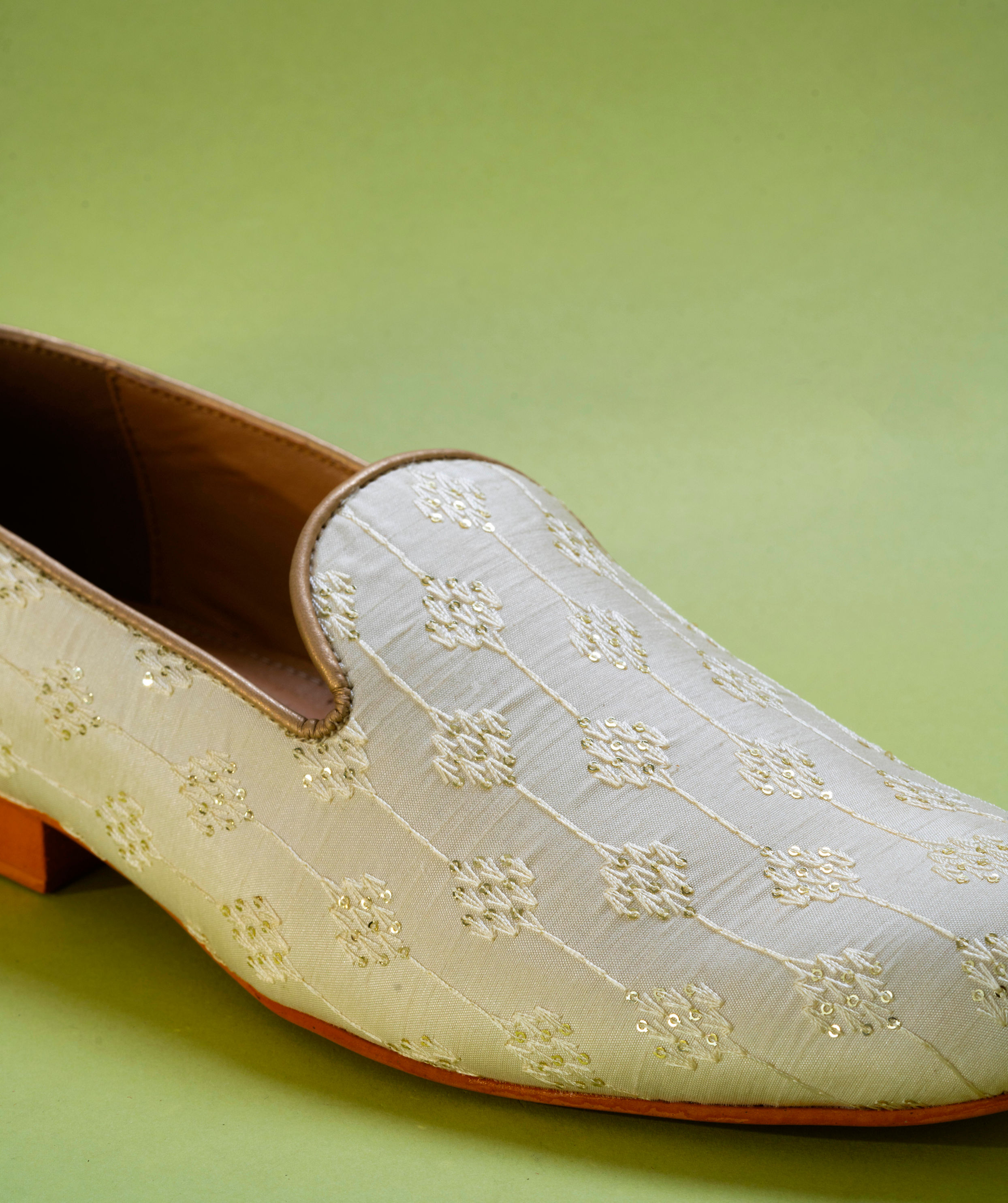 Manyavar Men Cream Art Silk Shoes