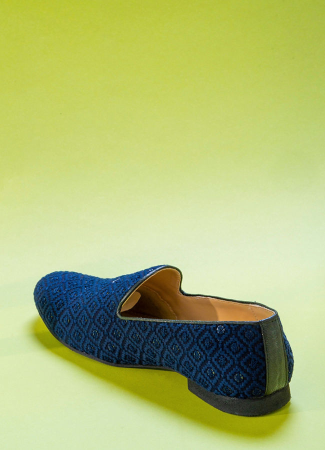 Manyavar Men Dark Blue Viscose Shoe