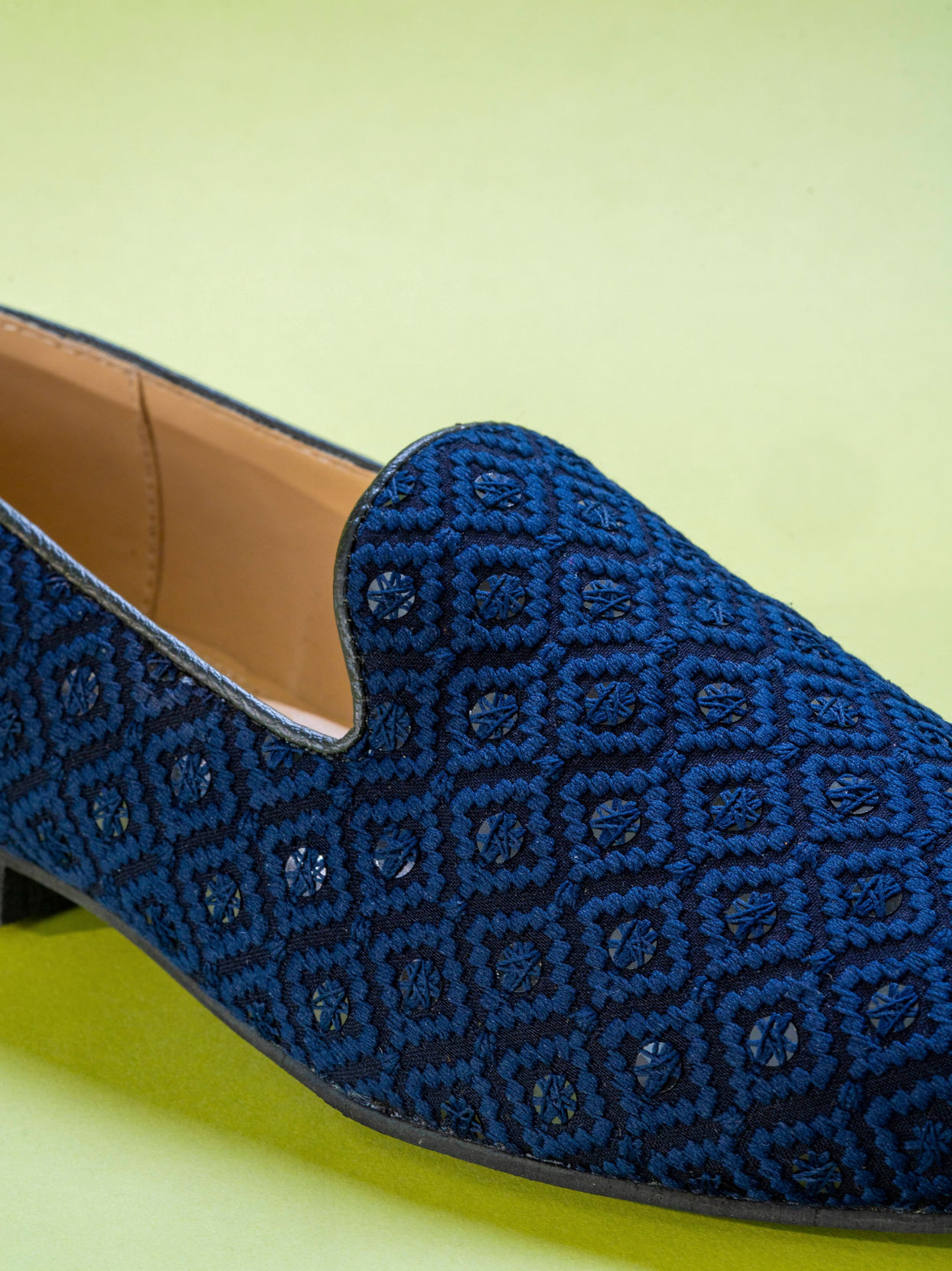 Manyavar Men Dark Blue Viscose Shoe
