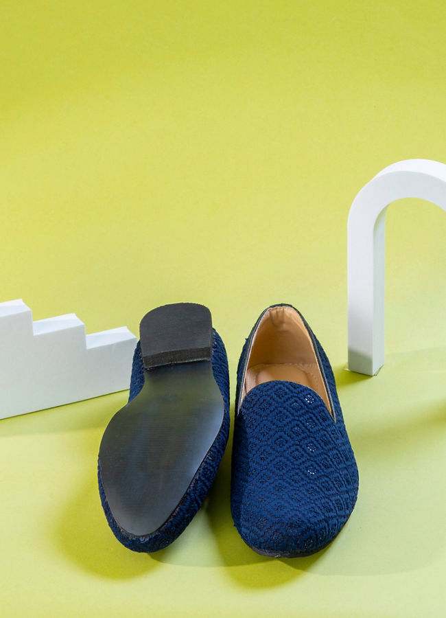 Manyavar Men Dark Blue Viscose Shoe