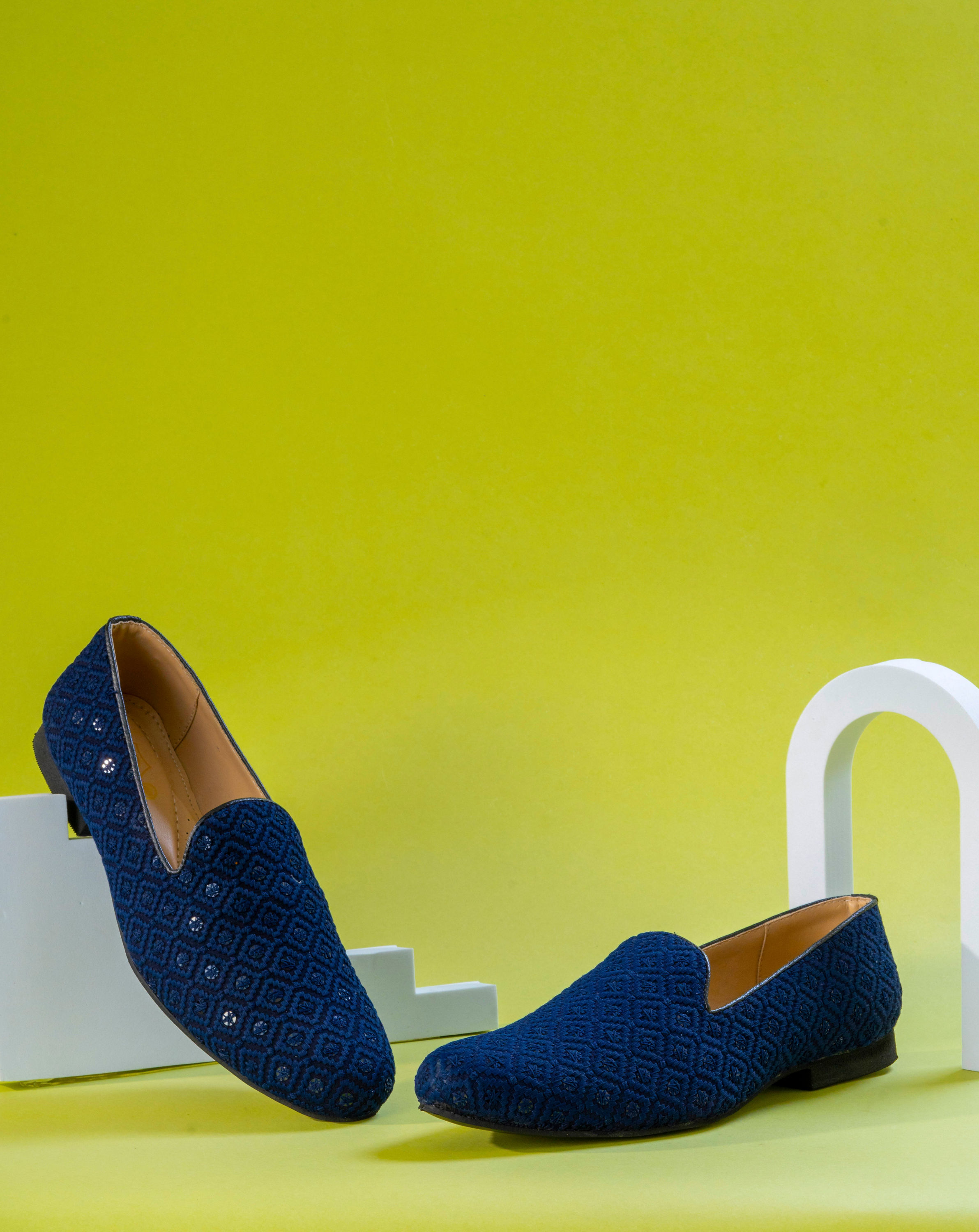 Manyavar Men Dark Blue Viscose Shoe