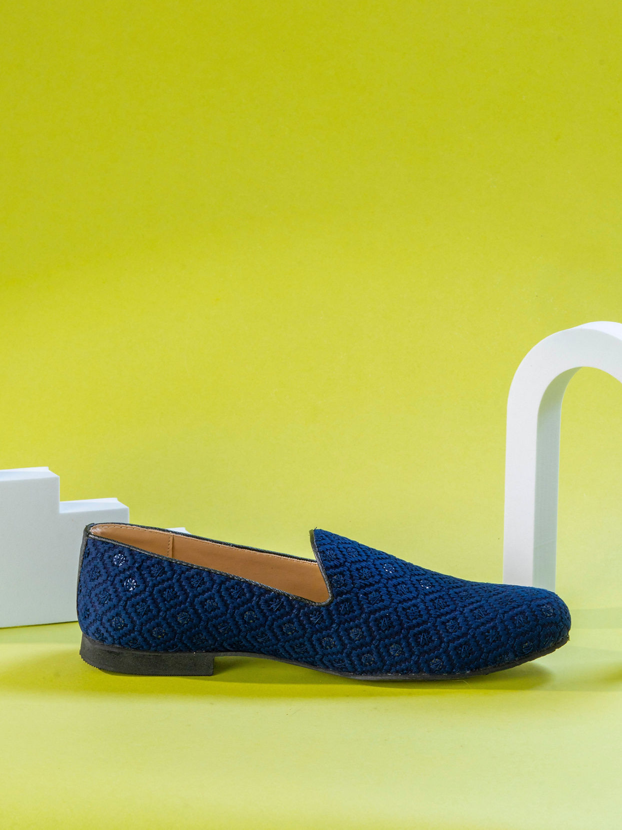 Manyavar Men Dark Blue Viscose Shoe