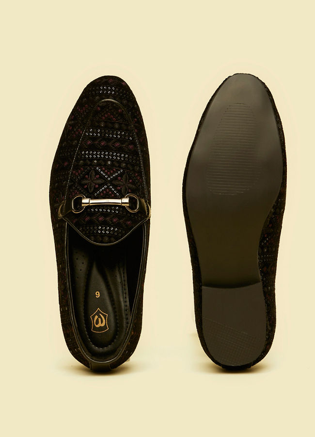 Manyavar Men Velvety Black Festive Shoe